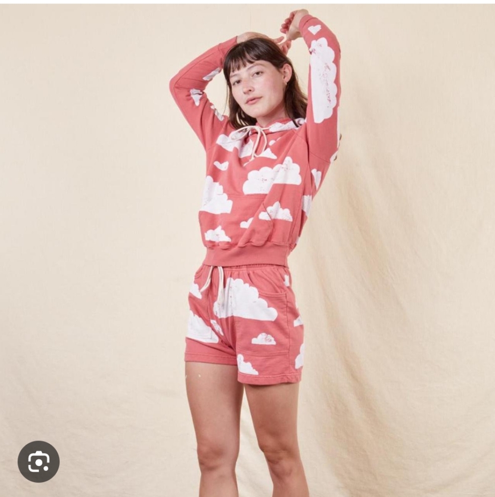 Big Bud Press Cloud Stamp Sweatshirt And Shorts Set, Size Medium
